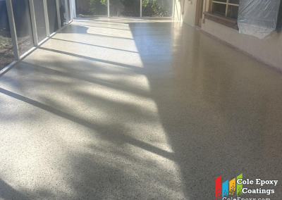 Cole Epoxy Coatings just completed another beautiful epoxy flooring project in Englewood, Florida! This job featured our Shoreline flake blend, installed on a lanai to create a clean, durable, and slip-resistant surface that perfectly complements the Florida coastal lifestyle.